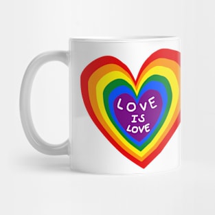 LOVE IS LOVE rainbow heart with rainbow, LGBT Shirt Mug